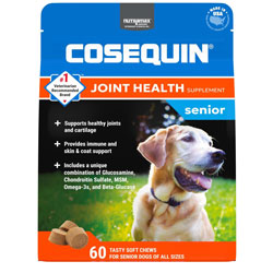 Nutramax Cosequin for Senior Dogs Joint Health Supplement, Contains Glucosamine for Dogs, Plus Chondroitin, MSM, Omega-3s and Beta-Glucan, Supports Joint, Skin and Coat, and Immune Health, Soft Chews, 60 Count