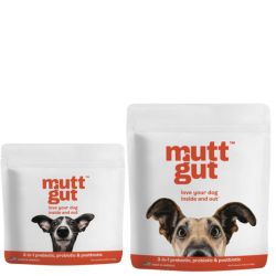 MuttGut Supercharged Gut Support natural probiotic supplement for dogs with digestive and immune-boosting benefits