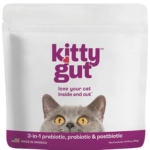 KittyGut Supercharged Gut Support natural probiotic supplement for cats to enhance digestive health and immunity